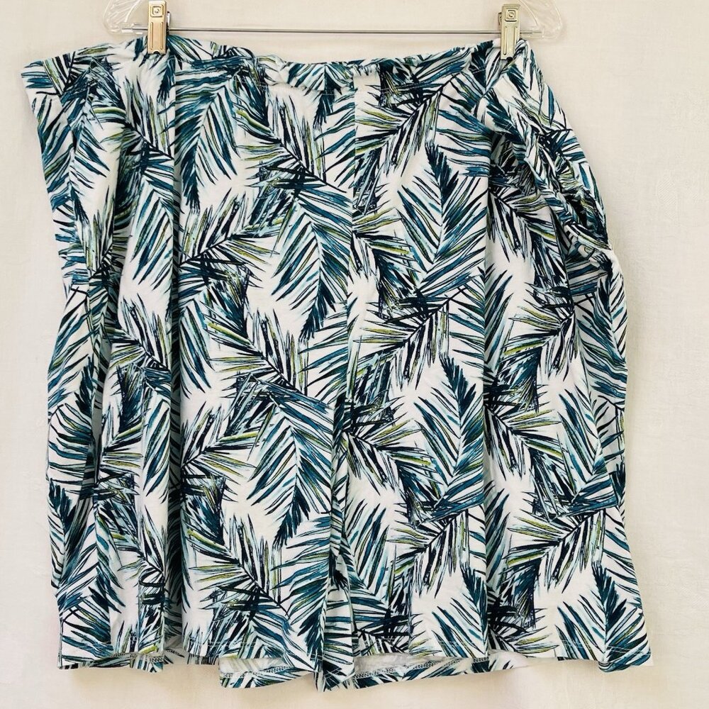 Cuddl Duds Womens 3X Black Tropical Print Pull On Loungewear Shorts Palms